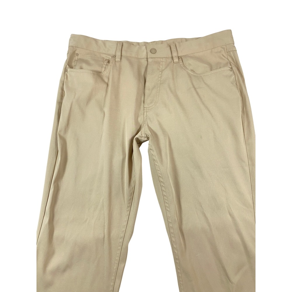 Brooks Brothers Mens 36x32 Performance 5-Pocket Pants Khaki Tan Stretch Straight - Picture 2 of 16